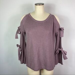 Listicle Split Sleeve with Bows Lavender Purple Sweater Size small